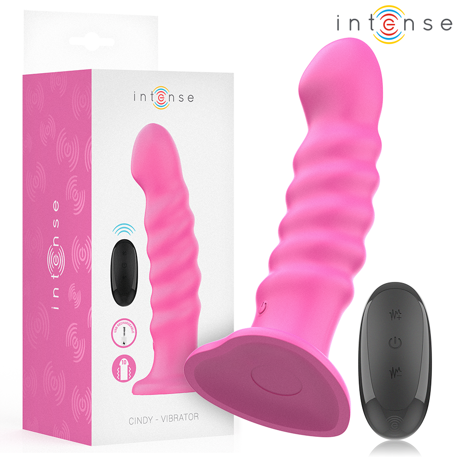 INTENSE - CINDY VIBRATOR SIZE L SPIRAL DESIGN 10 VIBRATIONS PINK REMOTE CONTROL