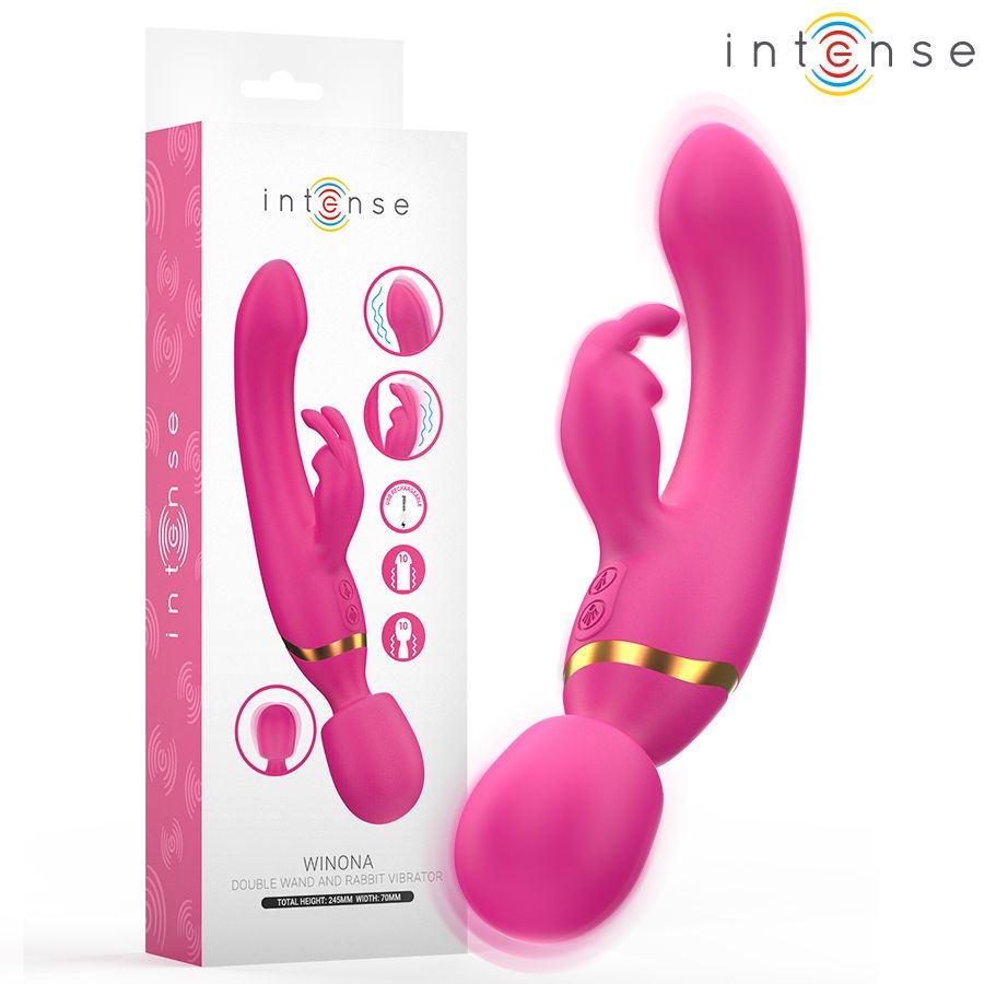 INTENSE - WINONA DOPPIO VIBRATORE CONIGLIO E BACCHETTA INTENSE - WINONA DOUBLE VIBRATOR RABBIT & WAND