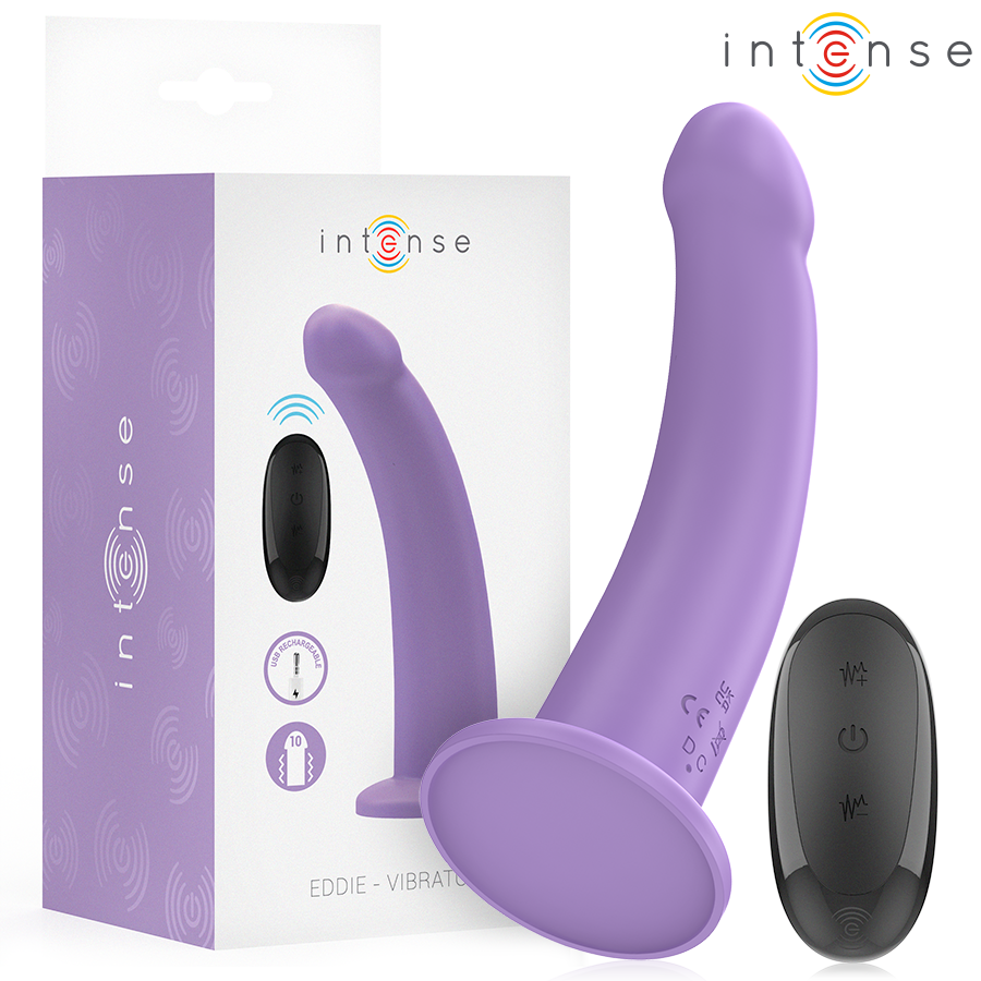 INTENSE - VIBRATORE EDDIE 17,5 CM 10 VIBRAZIONI VIOLA TELECOMANDO INTENSE - EDDIE VIBRATOR 17.5 CM 10 VIBRATIONS PURPLE REMOTE CONTROL