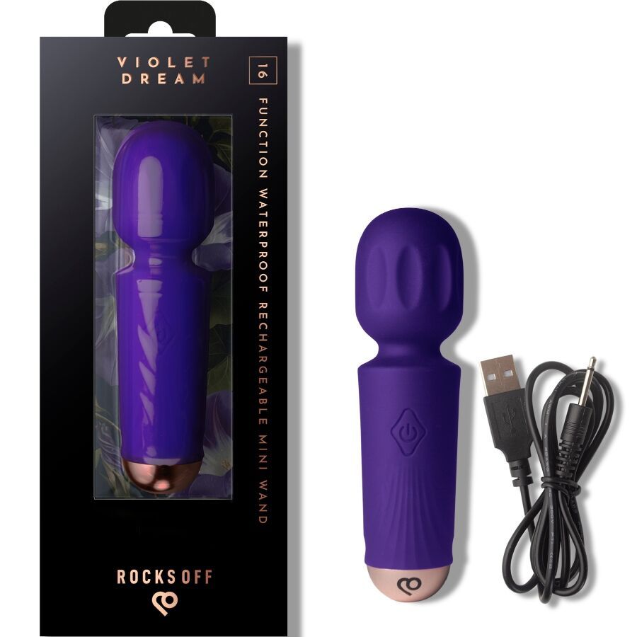 ROCKS-OFF - MINI BACCHETTA RICARICABILE 16 FUNZIONI VIOLET DREAM