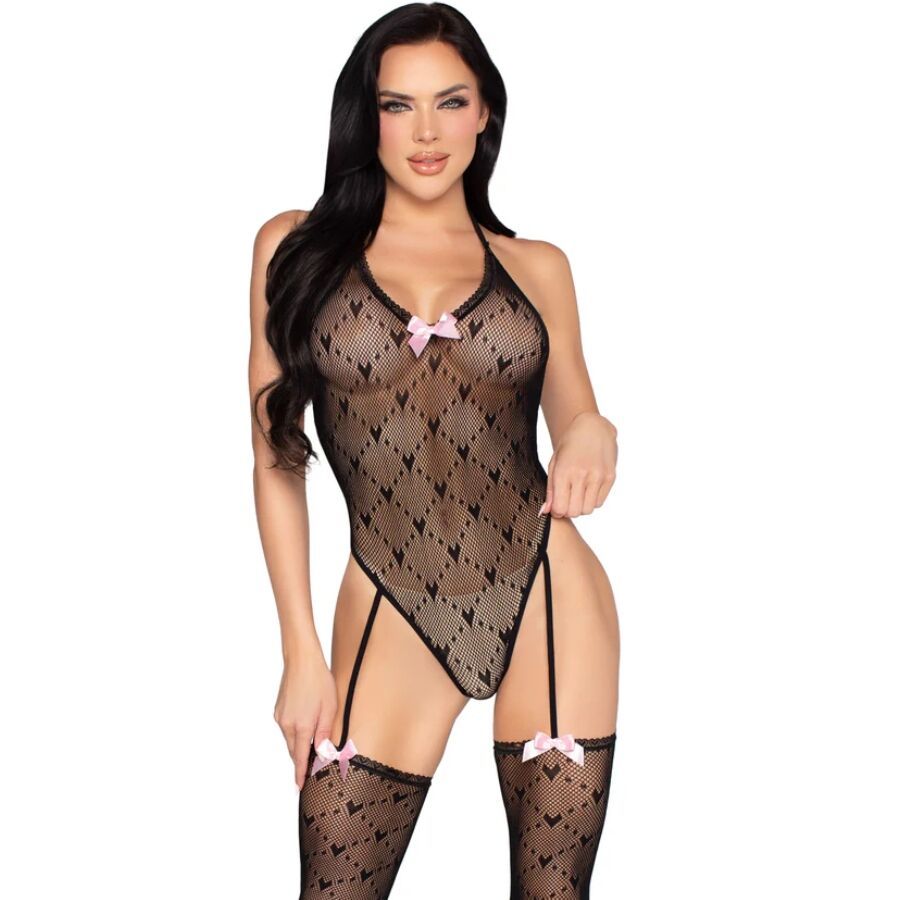LEG AVENUE - 89360 BODY CON SCHIENA APERTA E CINTURA GIARRETTIERA NERO - TAGLIA UNICA LEG AVENUE - 89360 BODY CON SCHIENA APERTA E CINTURA GIARRETTIERA NERO - TAGLIA UNICA