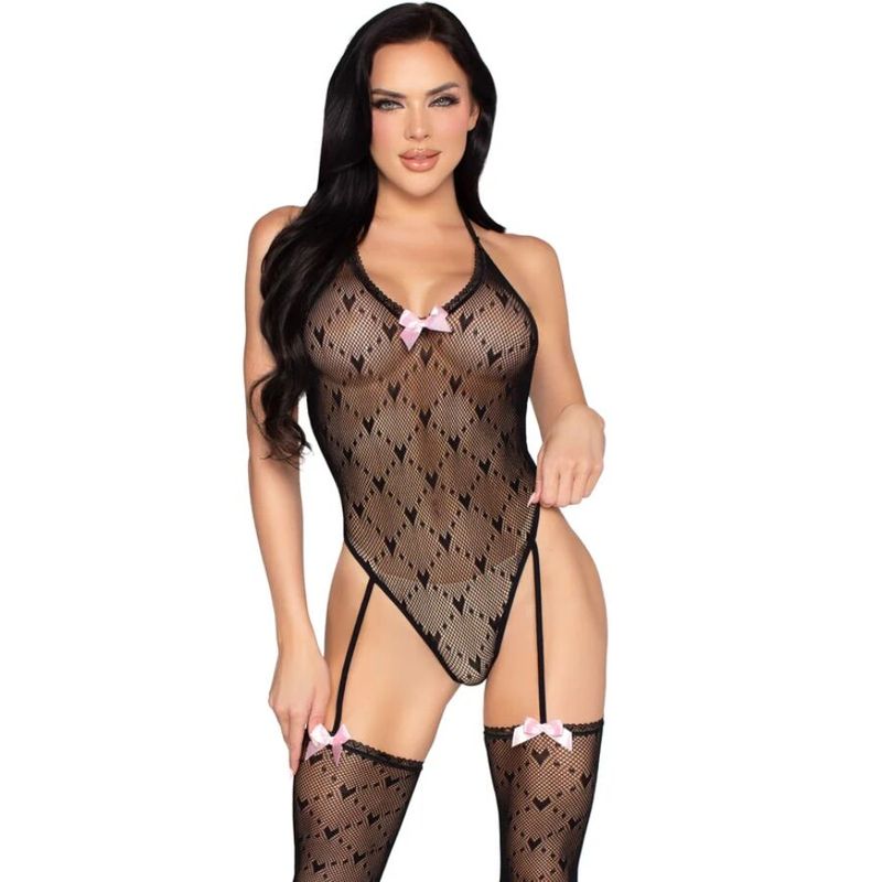 LEG AVENUE - 89360 BODY CON SCHIENA APERTA E CINTURA GIARRETTIERA NERO - TAGLIA UNICA LEG AVENUE - 89360 BODY CON SCHIENA APERTA E CINTURA GIARRETTIERA NERO - TAGLIA UNICA