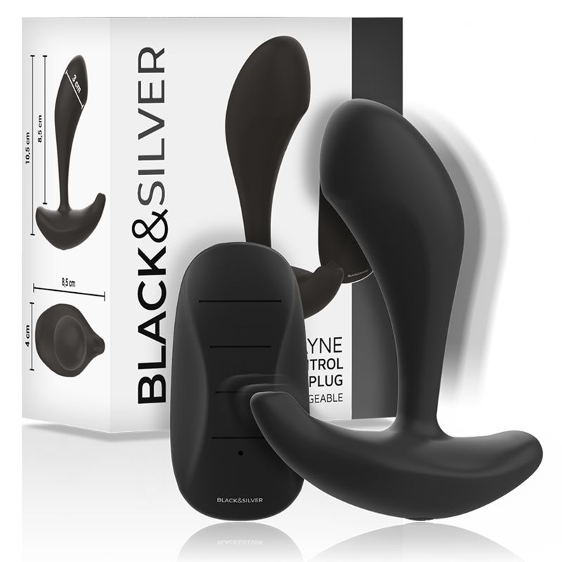 BLACK&SILVER - TELECOMANDO IN SILICONE PLUG ANALE DWAYNE BLACK&SILVER - DWAYNE ANAL PLUG SILICONE REMOTE CONTROL