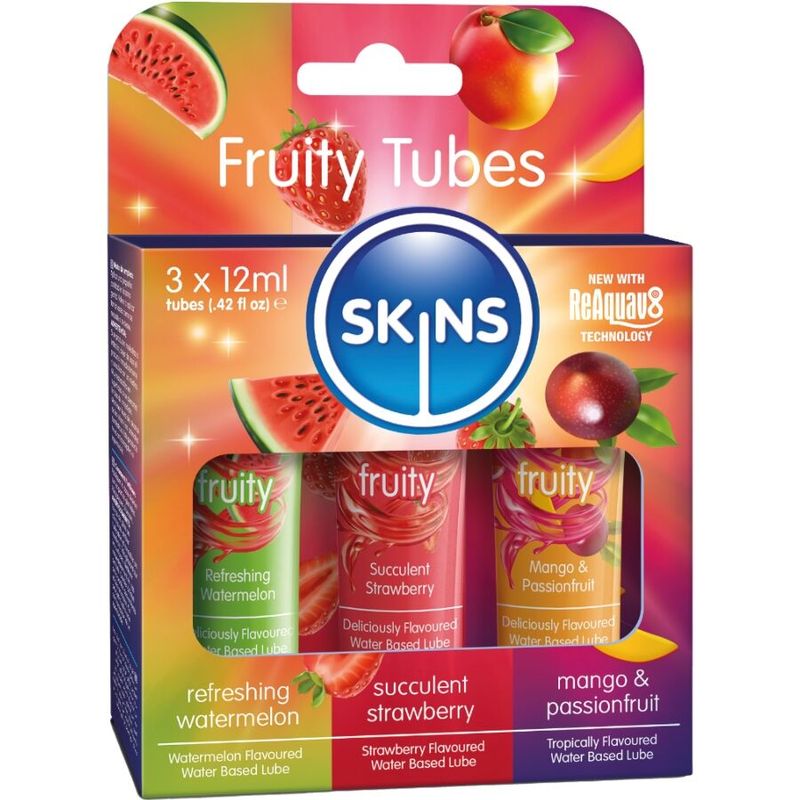 SKINS - KIT LUBRIFICANTI ALLA FRUTTA LUBRIFICANTI ALL'ANGURIA, ALLA FRAGOLA E AL MANGO 3 x 12 ML SKINS - KIT LUBRIFICANTI ALLA FRUTTA LUBRIFICANTI ALL'ANGURIA, ALLA FRAGOLA E AL MANGO 3 x 12 ML