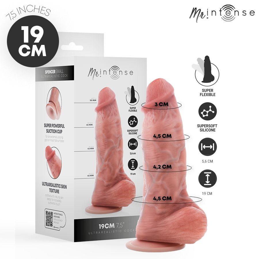 MR INTENSE - SMALL SPENCER SILICONE DILDO 19 CM -�- 4.5 CM