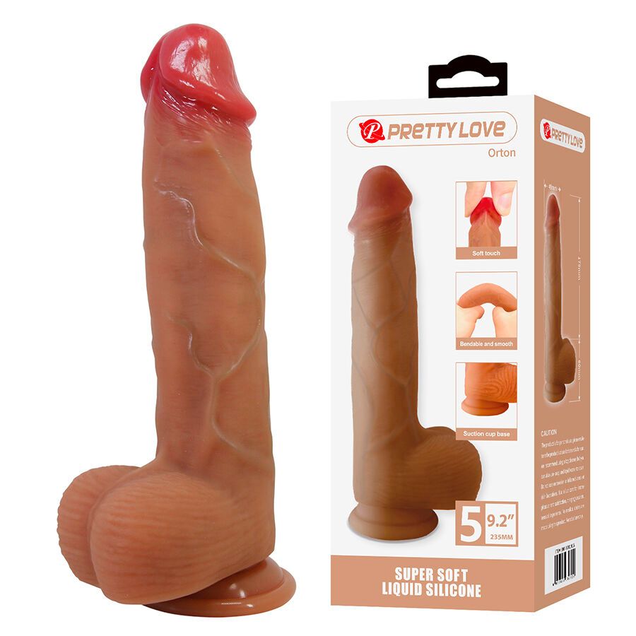 PRETTY LOVE - ORTON DILDO REALISTICO CON VENTOSA 23,5 CM -�- 4,9 CM PRETTY LOVE - ORTON REALISTIC DILDO WITH SUCTION CUP 23.5 CM -�- 4.9 CM