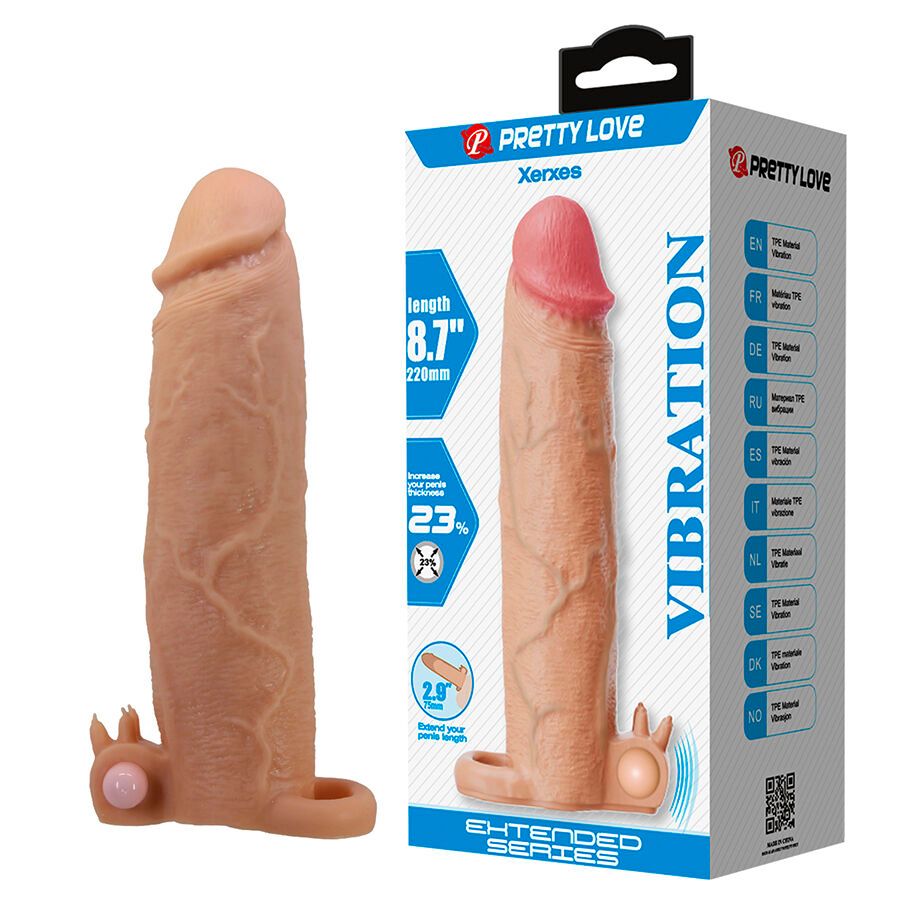PRETTY LOVE - XERXES PENIS SLEEVE WITH CLITORAL STIMULATOR AND VIBRATION
