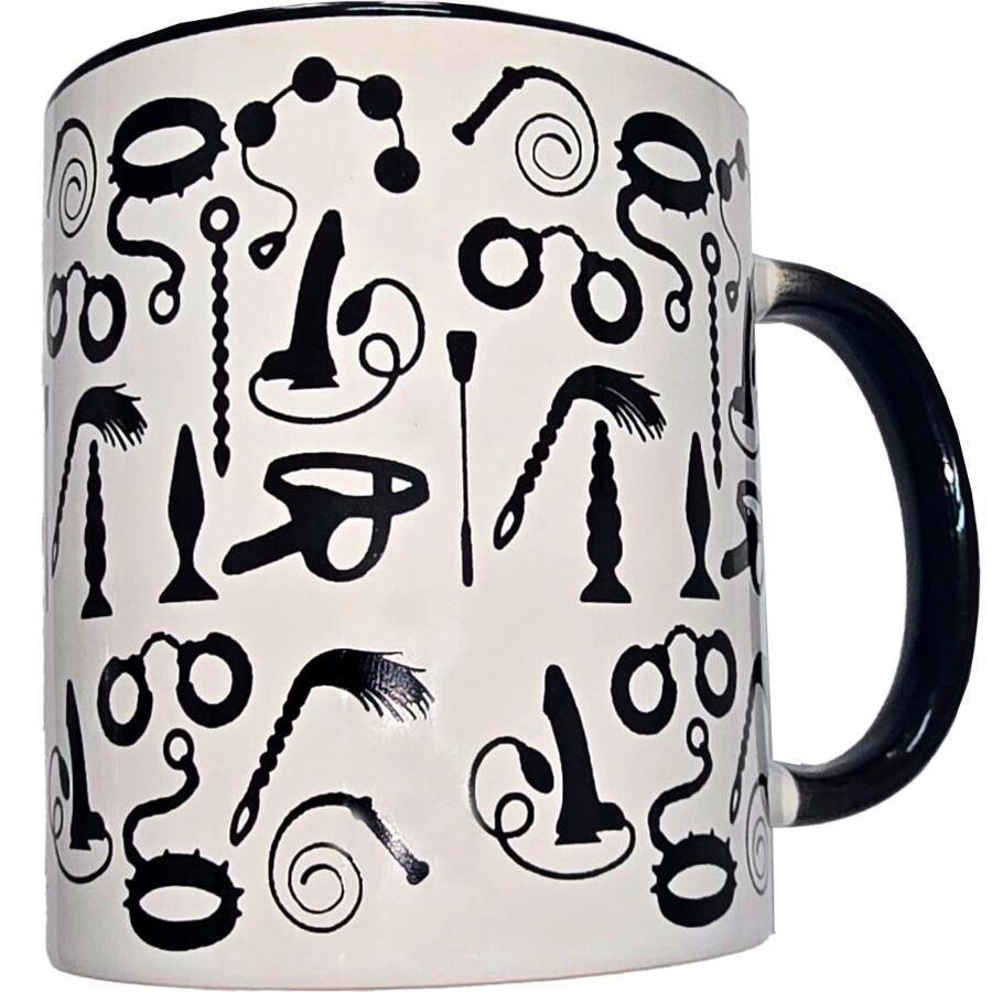 DIABLO PICANTE - TAZZA BONDAGE BIANCA CON MANICO NERO 370 ML