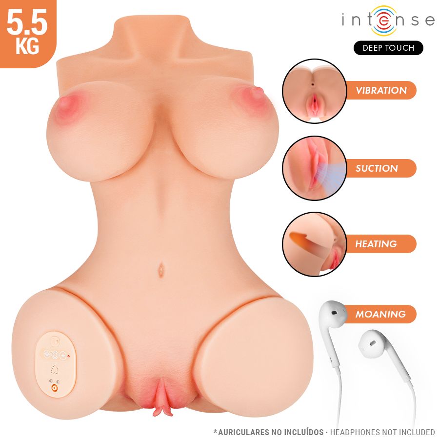 INTENSE DEEP TOUCH - VERO TORSO VAGINA WITH SUCTION, HEAT, VIBRATION AND VOICE EFFECTS WITH REMOTE …
