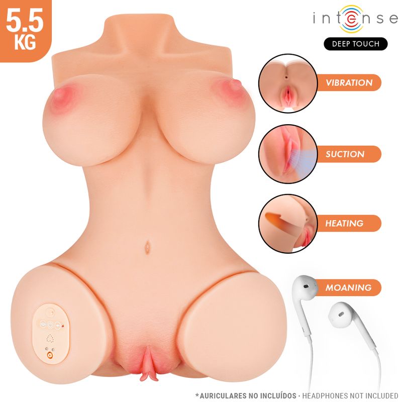 INTENSE DEEP TOUCH - VERO TORSO VAGINA WITH SUCTION, HEAT, VIBRATION AND VOICE EFFECTS WITH REMOTE …