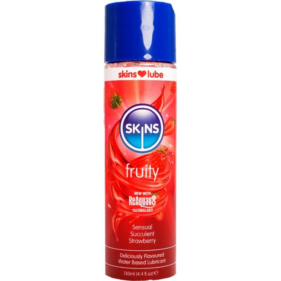 SKINS - LUBRIFICANTE FRUTTATO A BASE D'ACQUA FRAGOLA 130 ML SKINS - FRUITY WATER-BASED LUBRICANT STRAWBERRY 130 ML
