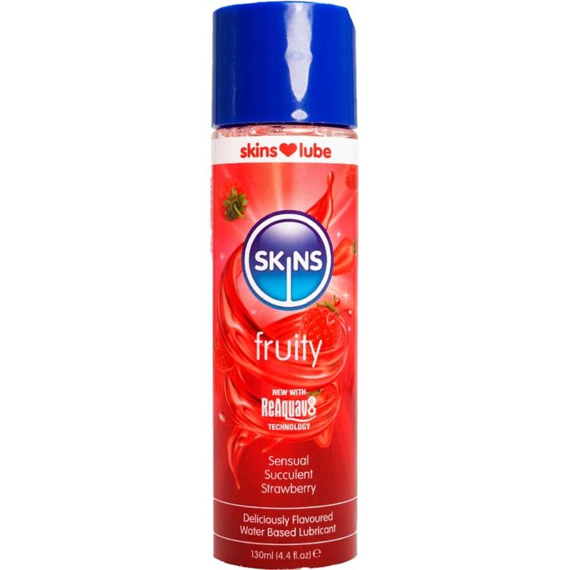 SKINS - LUBRIFICANTE FRUTTATO A BASE D'ACQUA FRAGOLA 130 ML SKINS - FRUITY WATER-BASED LUBRICANT STRAWBERRY 130 ML