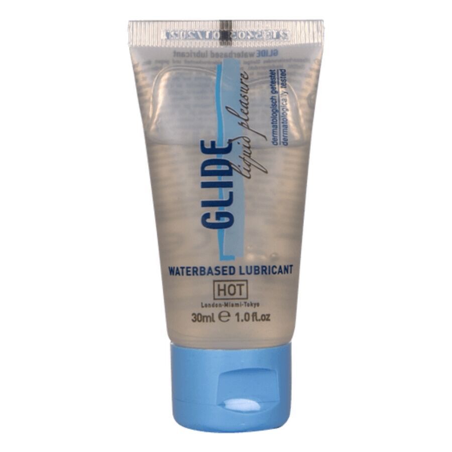 HOT - GLIDE LIQUID PLEASURE LUBRIFICANTE A BASE D'ACQUA 30 ML HOT - GLIDE LIQUID PLEASURE WATERBASED LUBRICANT 30 ML