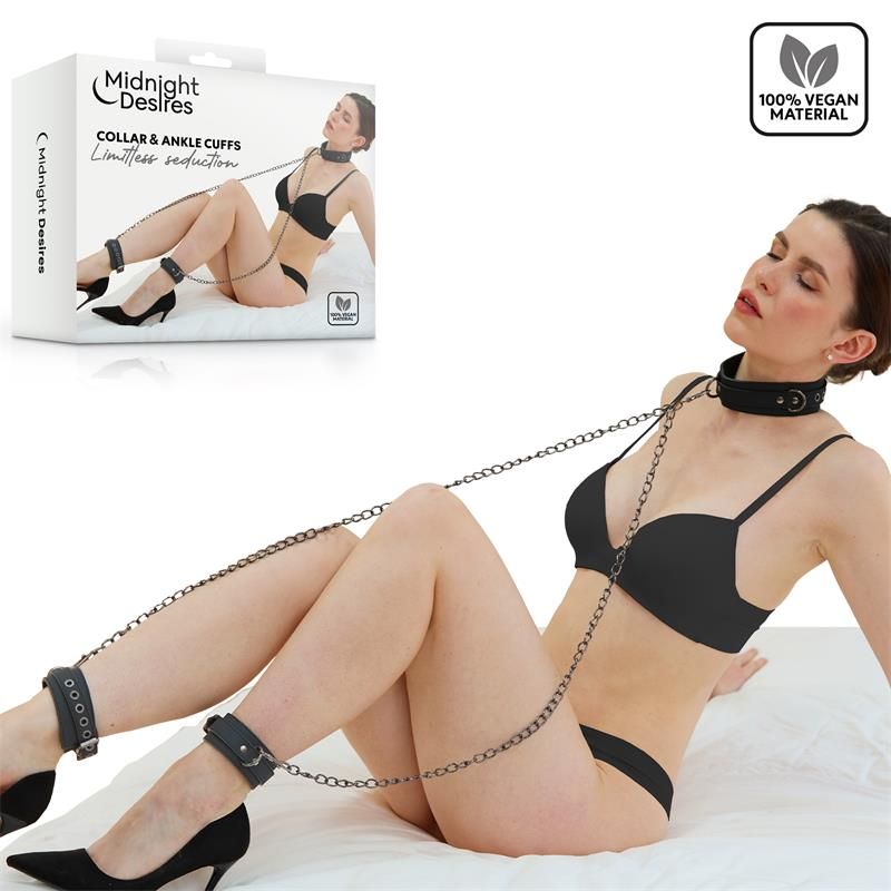 Collar and Ankle Cuffs with Chain Collar and Ankle Cuffs with Chain