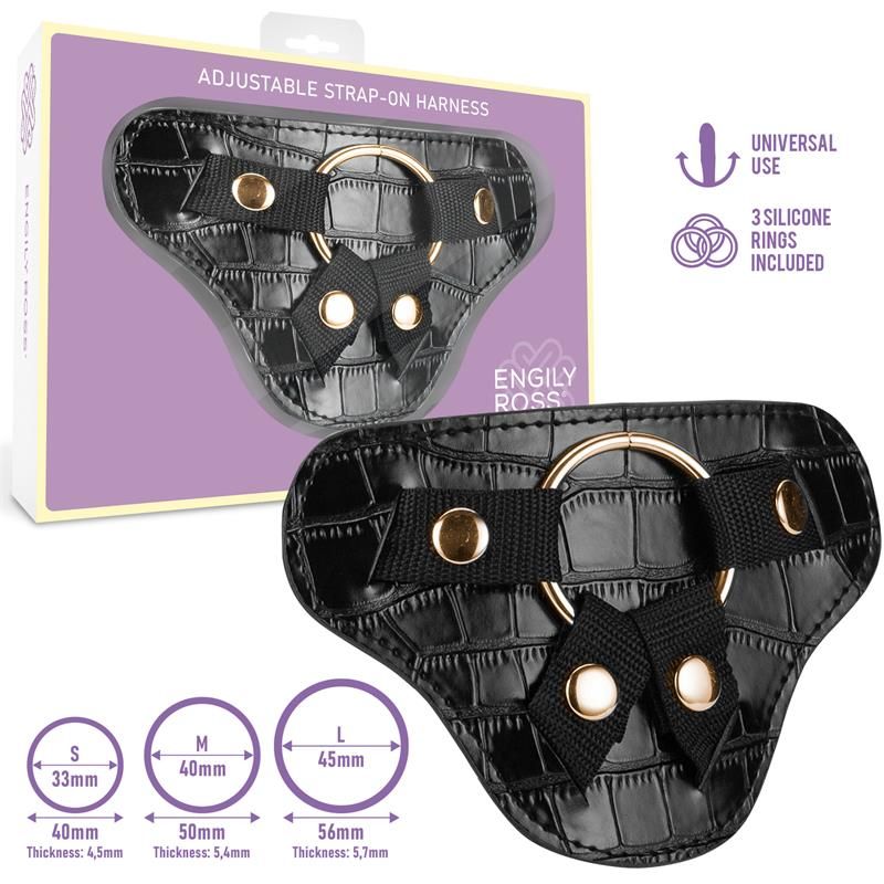 Roxane Universal Adjustable Harness with 3 Silicone Rings Black Roxane Universal Adjustable Harness with 3 Silicone Rings Black