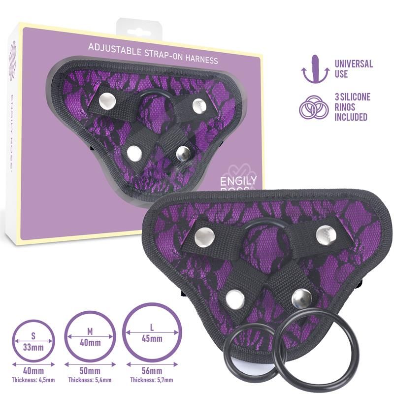 Miley Universal Adjustable Harness with 3 Silicone Rings Purple Miley Universal Adjustable Harness with 3 Silicone Rings Purple