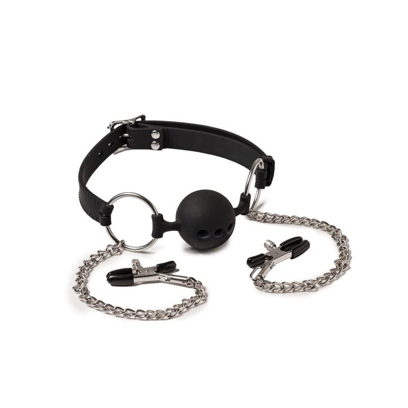 Breathable Mouthgag and Nipple Clamps Breathable Mouthgag and Nipple Clamps