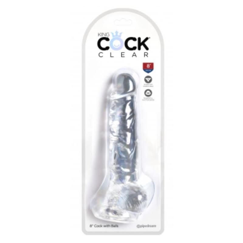 Realistic Dildo with Testicles 8 Clear Realistic Dildo with Testicles 8 Clear