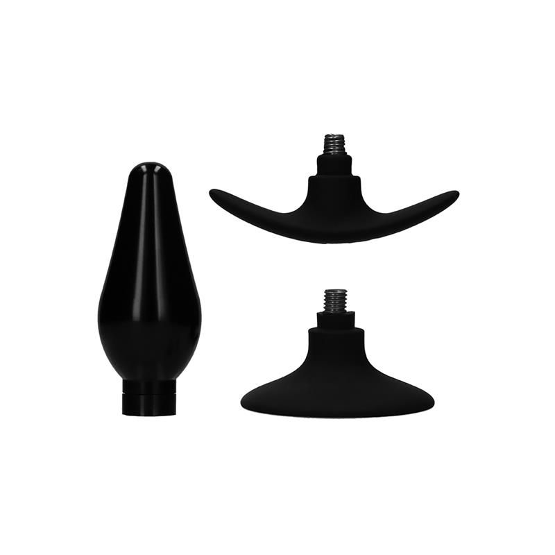 Butt Plug Set Pointed Large Suction Cup Black Butt Plug Set Pointed Large Suction Cup Black
