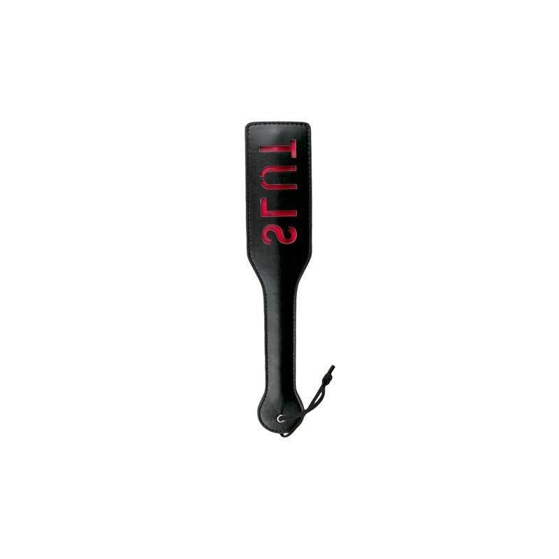 Black Leather Paddle - Slut Black Leather Paddle - Slut