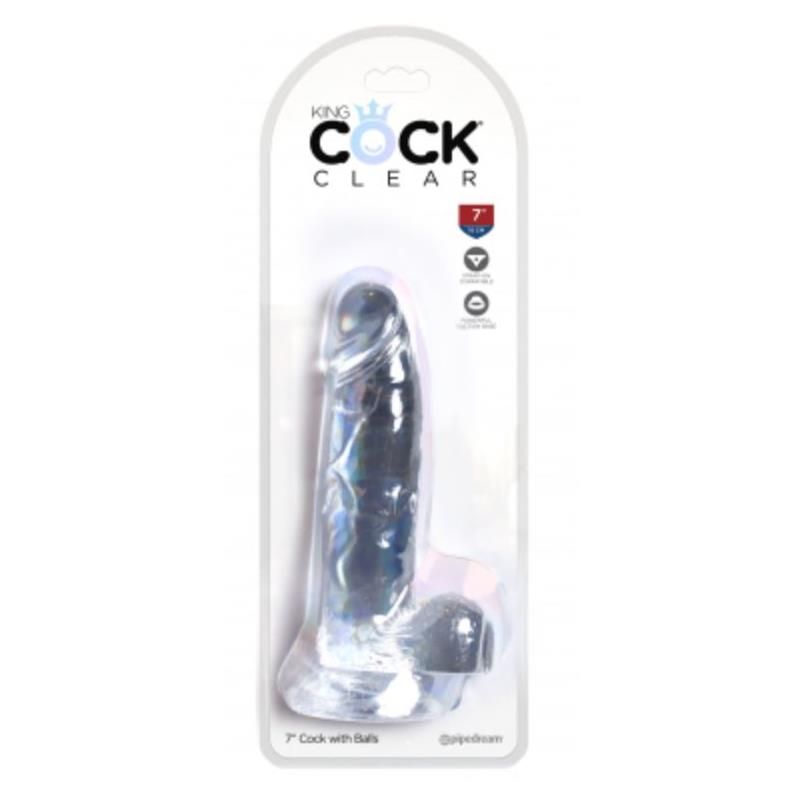 Realistic Dildo with Testicles 7 Clear Realistic Dildo with Testicles 7 Clear
