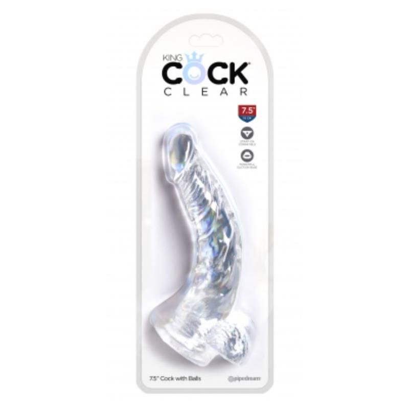 Realistic Dildo with Testicles 7.5 Clear Realistic Dildo with Testicles 7.5 Clear