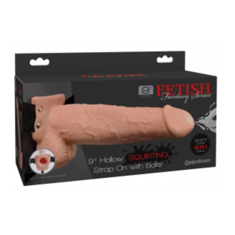 Elastic Strap-On with 9 Hollow Dildo Squirting Function Flesh Elastic Strap-On with 9 Hollow Dildo Squirting Function Flesh