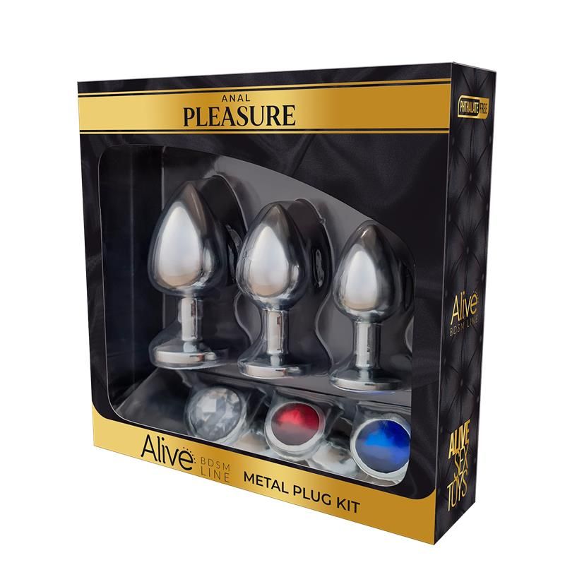 3 Metal Butt Plug Set with Jewel 3 Metal Butt Plug Set with Jewel