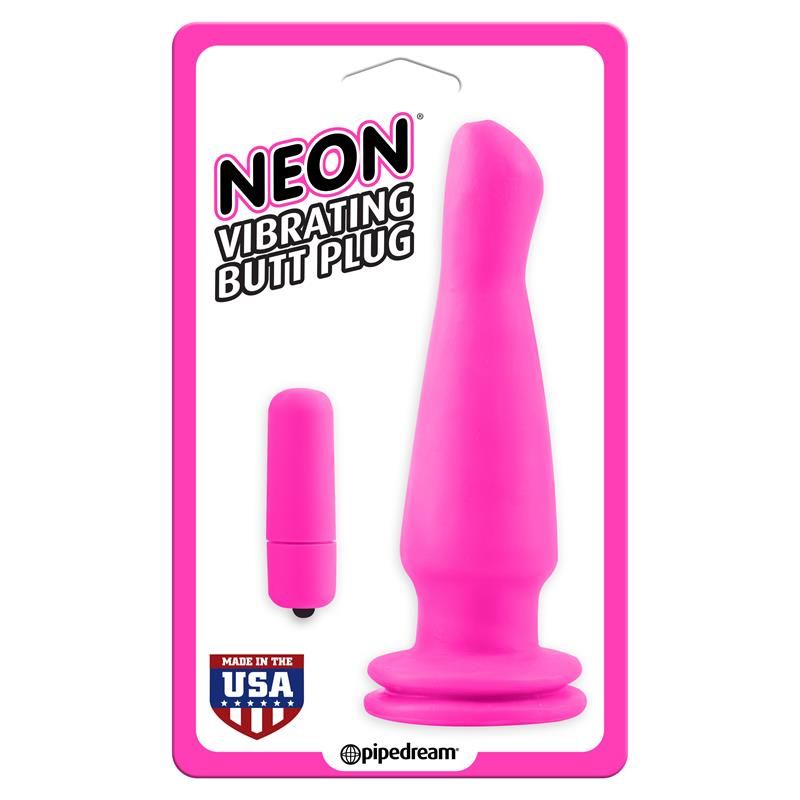 Neon Vibrating Butt Plug Pink Neon Vibrating Butt Plug Pink
