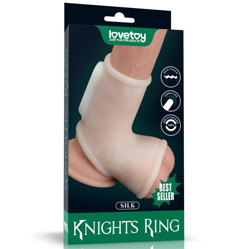 Penis and Testicles Sleeve with Vibration Silk Knights Penis and Testicles Sleeve with Vibration Silk Knights