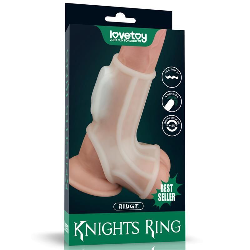 Penis and Testicles Sleeve with Vibration Ridge Knights Penis and Testicles Sleeve with Vibration Ridge Knights