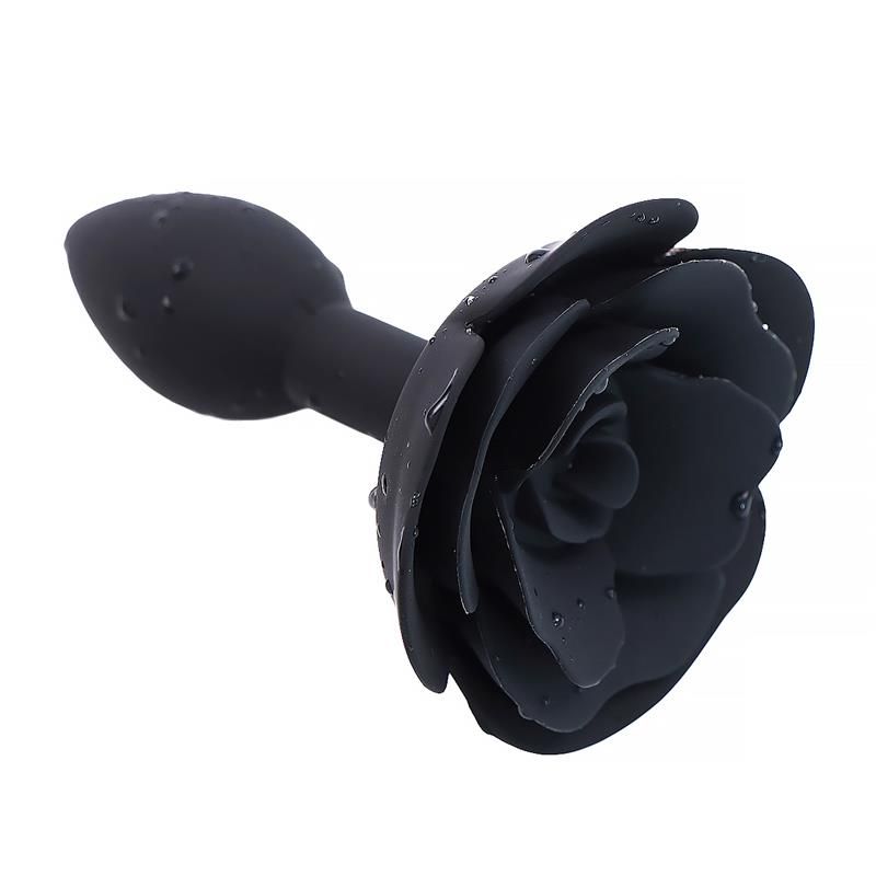 Rose Silicone Butt Plug Black Rose Silicone Butt Plug Black