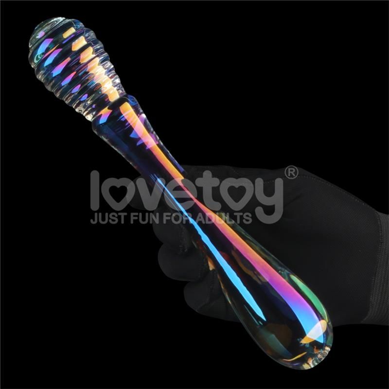 GLow in the Dark Glass Dildo Twilight Gleam Twin Pleasures GLow in the Dark Glass Dildo Twilight Gleam Twin Pleasures