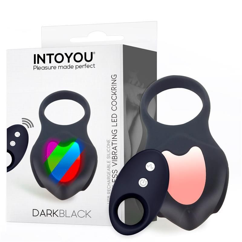 Darkblack Vibrating Ring with Led Remote Control USB Silicone Darkblack Vibrating Ring with Led Remote Control USB Silicone
