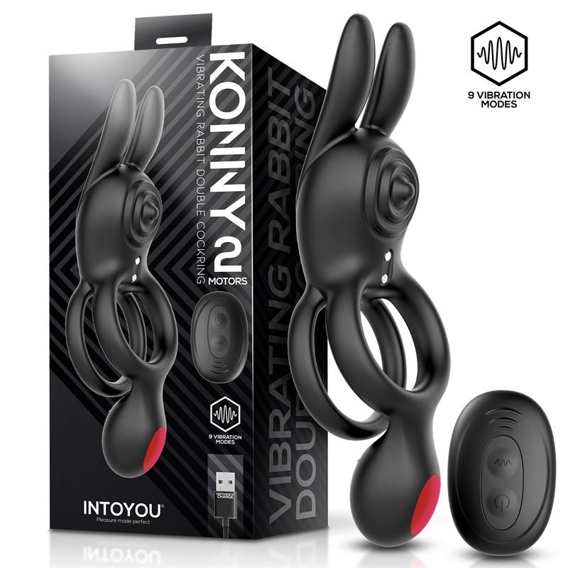 Konny Vibrating Rabbit Double Cockring with Remote Konny Vibrating Rabbit Double Cockring with Remote