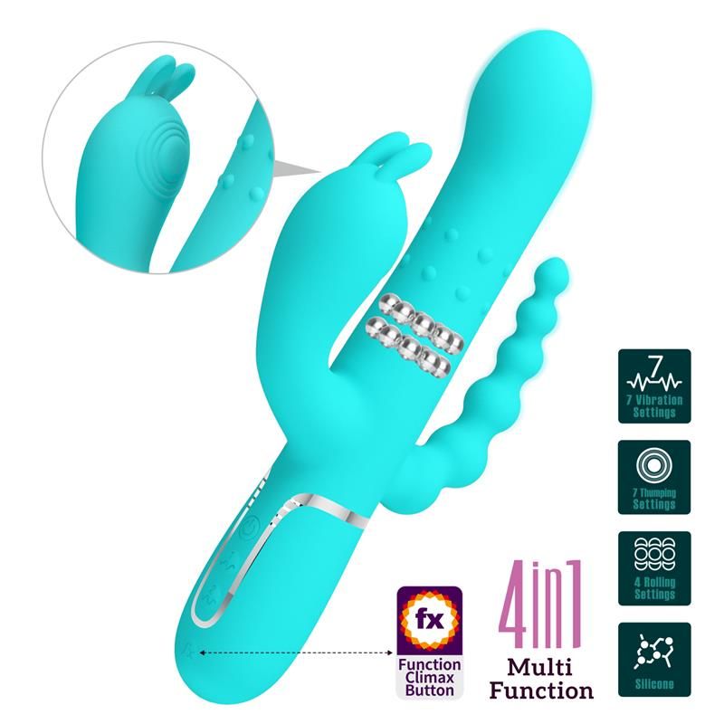 Cammy Tripple Rabbit Vibrator with Beads Turquoise Cammy Tripple Rabbit Vibrator with Beads Turquoise