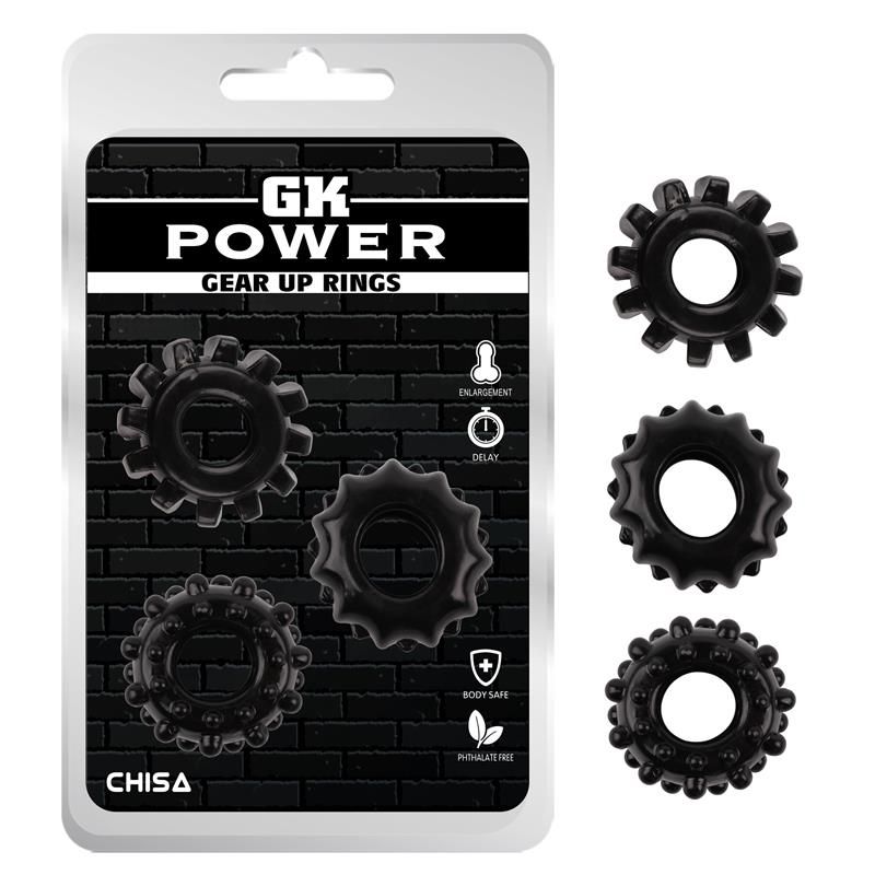 Kit 3 Cock Ring Gear Up Black Kit 3 Cock Ring Gear Up Black