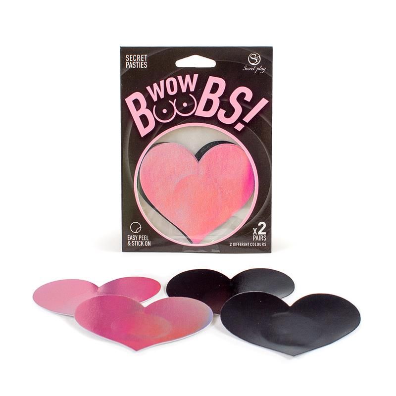 Wow Boobs! Nipple Covers Heart Shapped Holographic Wow Boobs! Nipple Covers Heart Shapped Holographic
