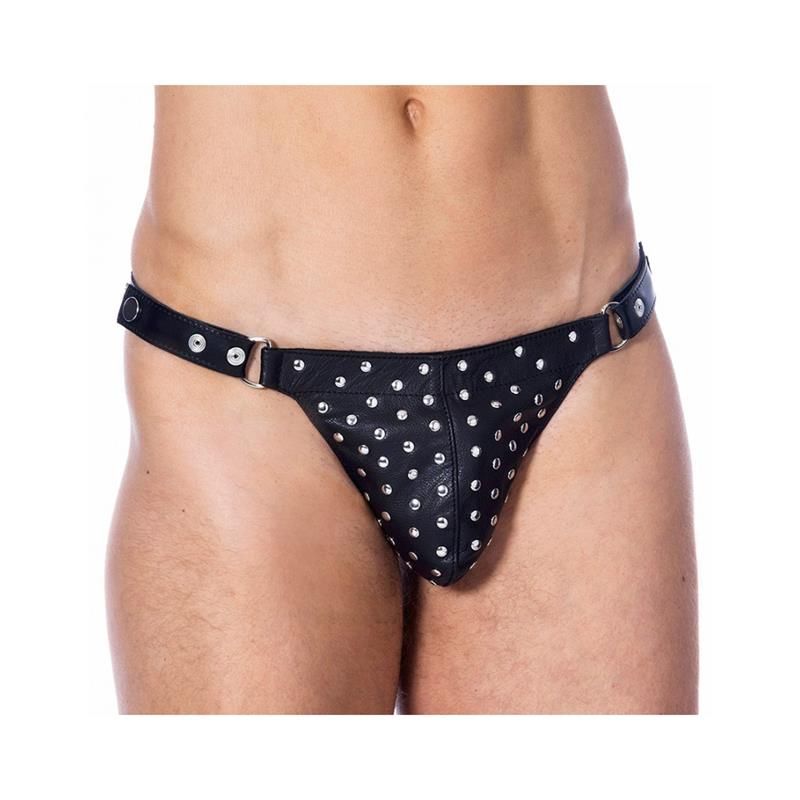 Leather G-string Adjustable with Rivets Leather G-string Adjustable with Rivets