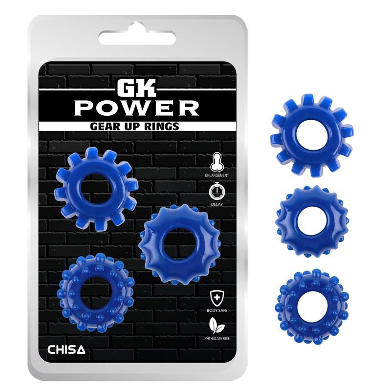 Kit 3 Cock Ring Gear Up Blue Kit 3 Cock Ring Gear Up Blue