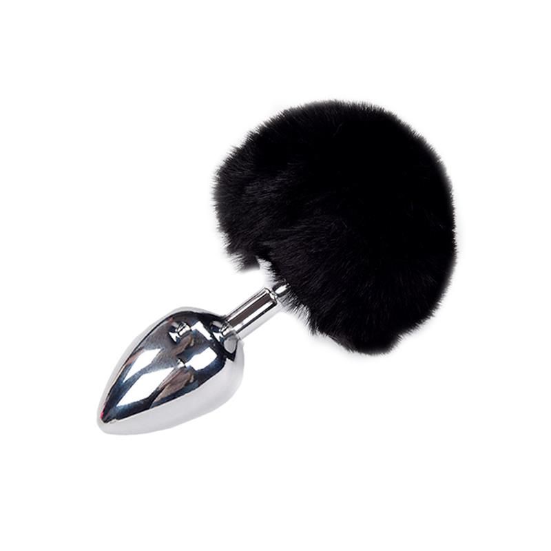 Metal Anal Plug with Pompon L Metal Anal Plug with Pompon L