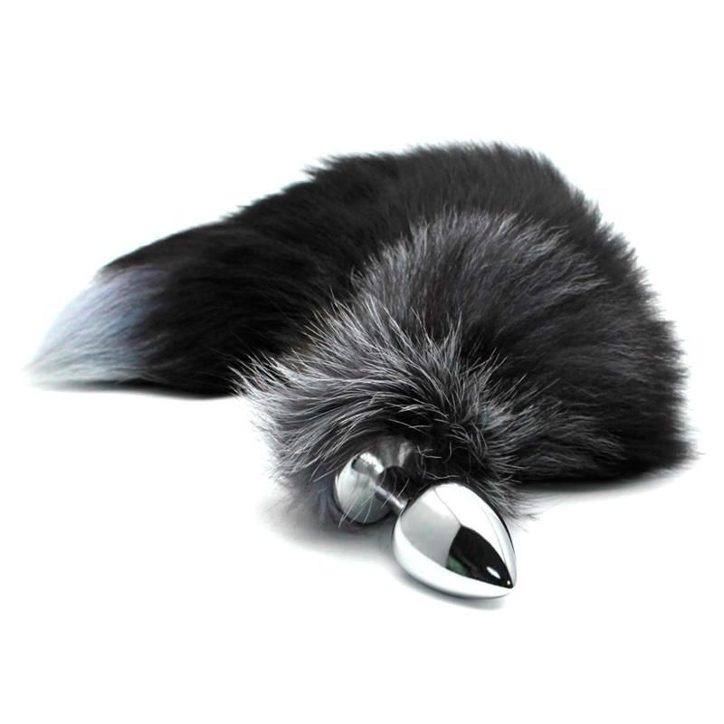 Black And White Fox Tail Plug L Black And White Fox Tail Plug L