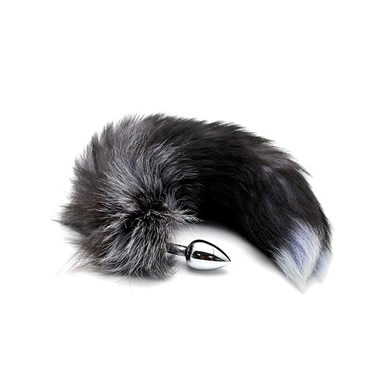 Black And White Fox Tail Plug S Black And White Fox Tail Plug S