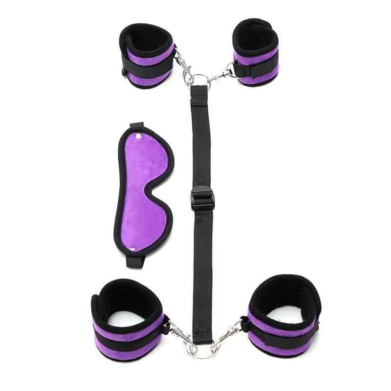 Hand to Ankle Cuffs with Mask Adjustable Purple Hand to Ankle Cuffs with Mask Adjustable Purple