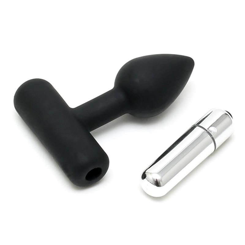 Butt Plug with Vibrating Bullet Black Butt Plug with Vibrating Bullet Black