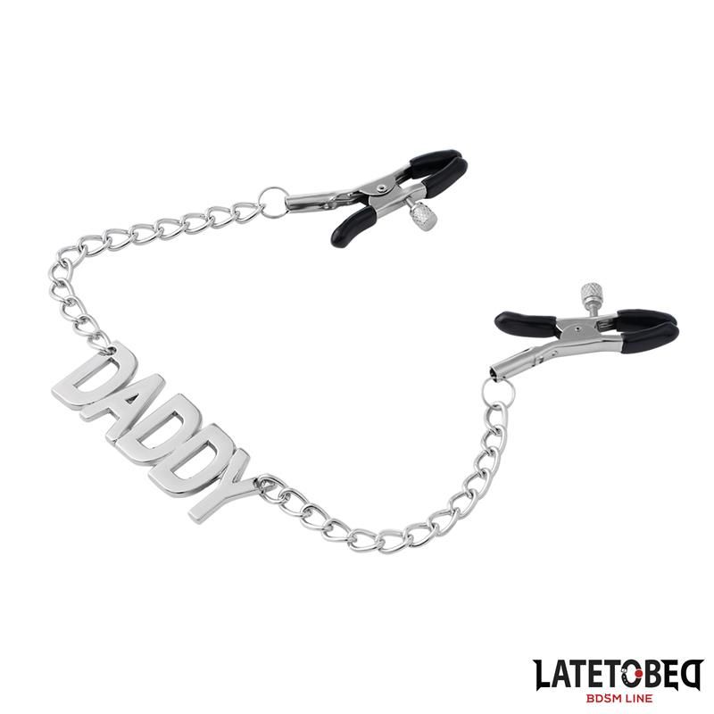 Nipple Clamps with Daddy Word Pendant Nipple Clamps with Daddy Word Pendant