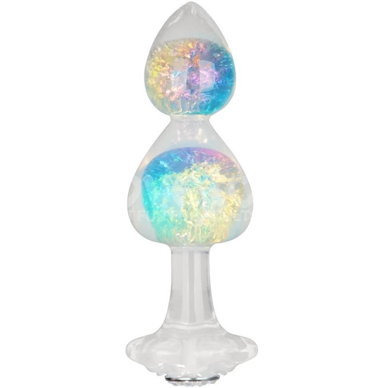 Gemoria Silicone Butt Plug with Crystal Sphere Multicolor Gemoria Silicone Butt Plug with Crystal Sphere Multicolor