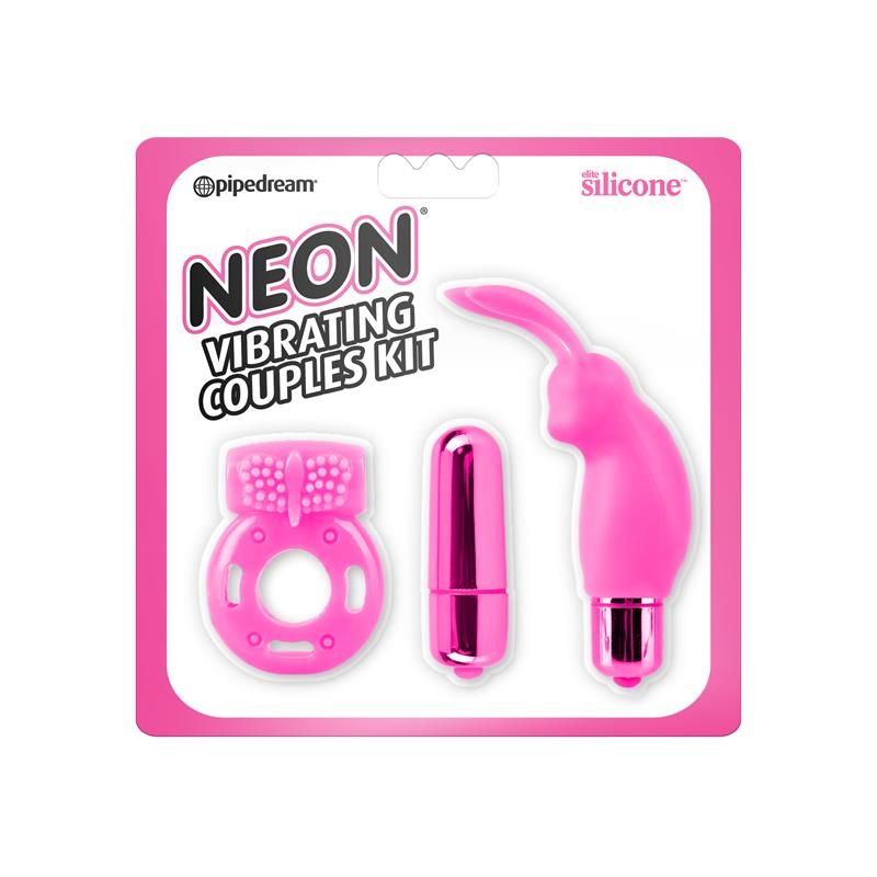 Neon Vibrating Couples Kit Pink Neon Vibrating Couples Kit Pink