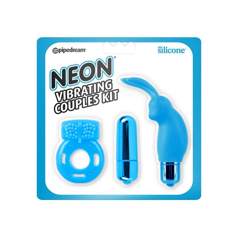 Neon Vibrating Couples Kit Blue Neon Vibrating Couples Kit Blue