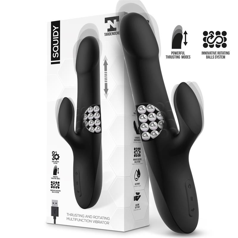 Squidy Vibe with Thrusting Movement and Rotating Beads USB Silicone Squidy Vibe with Thrusting Movement and Rotating Beads USB Silicone